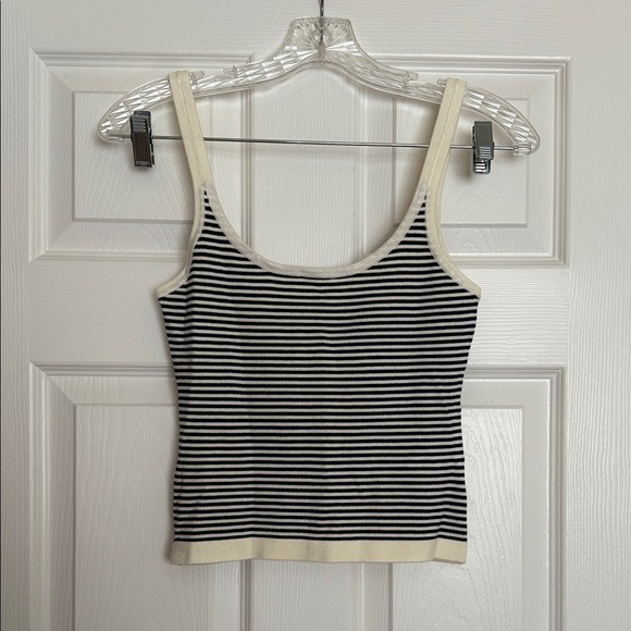 Pacsun Edikted Navy Cream Striped Knit Tank Top S - Picture 1 of 6